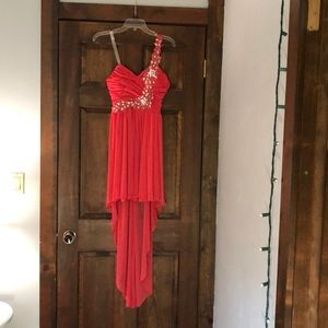 Coral high low prom / homecoming dress